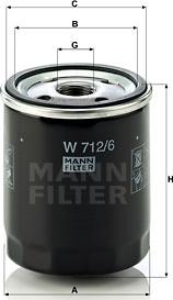 Mann-Filter W 712/6 - Фильтр масляный BMW 3 (E21), 3 (E30), 5 (E12), 5 (E28), 1500 - 2000, 1502 - 2002, 1600 - 2002 Cabrio autodif.ru