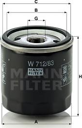 Mann-Filter W 712/83 - фильтр масляный !\Toyota 4 Runner/Hi-Ace/Land Cruiser/Previa/Yaris 2.0-3.4/1.4D 84> autodif.ru