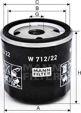 Mann-Filter W 712/22 - Масляный фильтр autodif.ru