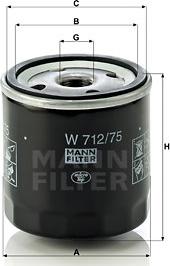 Mann-Filter W 712/75 - w712/75 фильтр масляный opel astra g/h/vectra c/zafira 1.4-2.0 w712/75m.xxxx/ autodif.ru