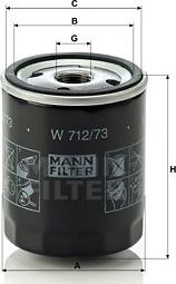 Mann-Filter W 712/73 - Фильтр масляный Ford C-max >07, Fiesta V >05, Focus II >04, Galaxy II >06, Mondeo III, IV >00, S-Max autodif.ru