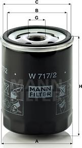 Mann-Filter W 717/2 - Фильтр масляный MANN W 717/2 ALFA ROMEO Alfa 6 79-86, Alfasud 72-84, Alfasud Gia autodif.ru