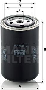 Mann-Filter WK 940/19 - Топливный фильтр autodif.ru