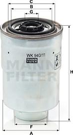 Mann-Filter WK 940/11 x - Фильтр топливный HYUNDAI/ISUZU H100/TROOPER -04 DIESEL (!!!на коробке =WK940/11) autodif.ru