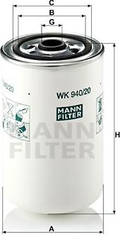 Mann-Filter WK 940/20 - Топливный фильтр autodif.ru