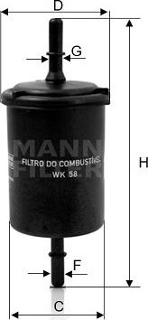 Mann-Filter WK 58 - Топливный фильтр autodif.ru