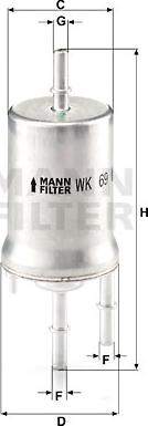Mann-Filter WK 69 - фильтр топливный!\Audi A3, Seat Altea/Leon, Skoda Octavia, VW Eos 1.4/1.6/2.0 03> autodif.ru