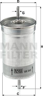 Mann-Filter WK 849 - Автозапчасть/WK 849_фильтр топливный!Ford Escort 1.3-1.6 90>Fiesta 1.8i 92>,Volvo 850 2.0-2.52.0T-2. autodif.ru