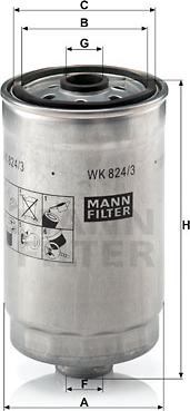 Mann-Filter WK 824/3 - фильтр топливный!\Hyundai Accent/Getzi, Kia Carens/Rio/Sorento 1.5CRDi-2.5CRDi 05> autodif.ru