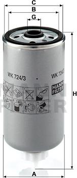 Mann-Filter WK 724/3 - Топливный фильтр autodif.ru