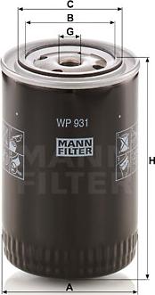 Mann-Filter WP 931 - Масляный фильтр autodif.ru