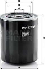 Mann-Filter WP 928/81 - Масляный фильтр autodif.ru