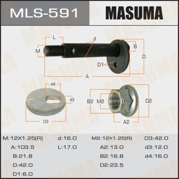 MASUMA MLS-591 - Болт эксцентрик MITSUBISHI PAJERO 00-06 к-кт(шайба,гайка) autodif.ru