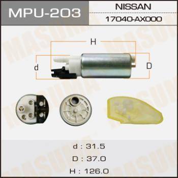 MASUMA MPU-203 - насос топливный электрический! 3.5bar\ Nissan Micra 1.2 03> autodif.ru