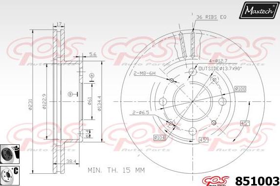 Maxtech 72940019 - Поршень, корпус скобы тормоза autodif.ru