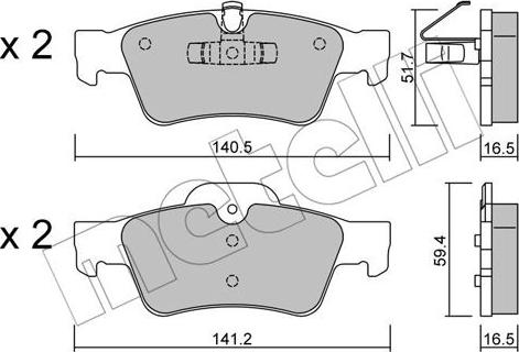 Metelli 22-0568-1 - Комплект тормозных колодок, дисковый тормоз autodif.ru