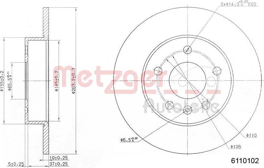 Metzger 6110102 - Тормозной диск autodif.ru