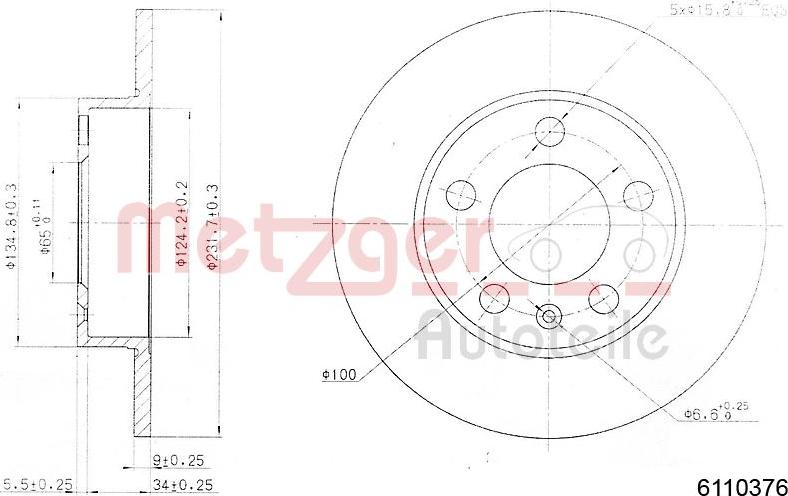 Metzger 6110376 - Тормозной диск autodif.ru