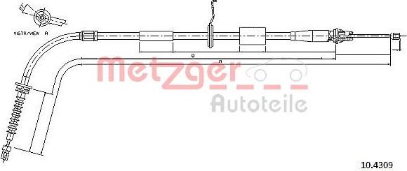 Metzger 10.4309 - Тросик, cтояночный тормоз autodif.ru