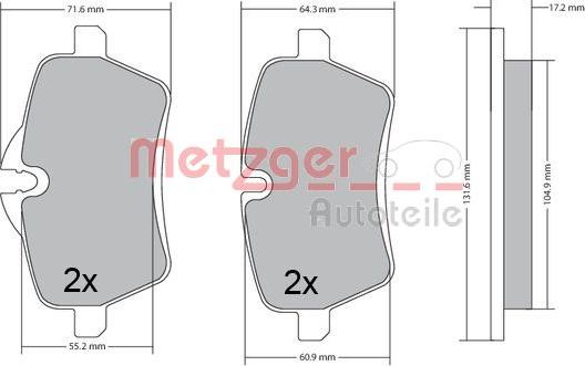 Metzger 1170561 - Тормозные колодки, дисковые, комплект autodif.ru