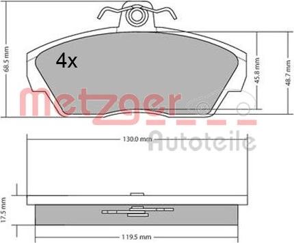 Metzger 1170646 - Тормозные колодки, дисковые, комплект autodif.ru