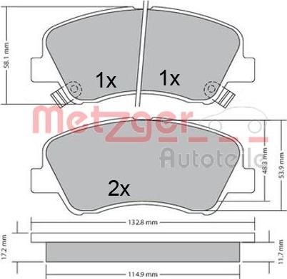 Metzger 1170620 - Тормозные колодки, дисковые, комплект autodif.ru