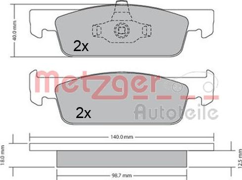 Metzger 1170621 - Колодки с накладками в сборе для дисковых тормозов autodif.ru