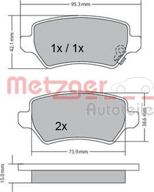 Metzger 1170004 - Тормозные колодки, дисковые, комплект autodif.ru