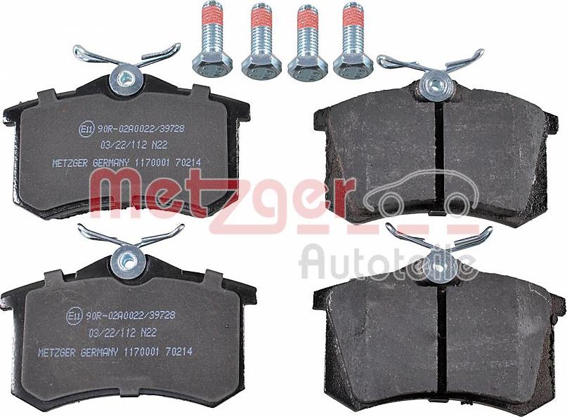 Metzger 1170001 - Тормозные колодки, дисковые, комплект autodif.ru