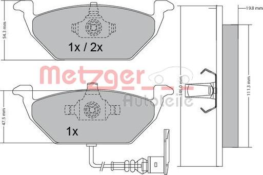Metzger 1170002 - Тормозные колодки, дисковые, комплект autodif.ru