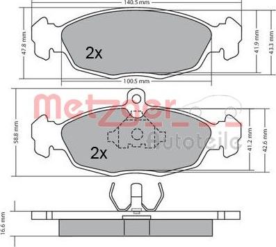 Metzger 1170015 - Тормозные колодки, дисковые, комплект autodif.ru