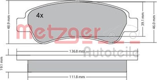 Metzger 1170085 - Тормозные колодки, дисковые, комплект autodif.ru