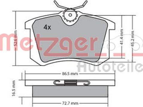 Metzger 1170039 - Тормозные колодки, дисковые, комплект autodif.ru