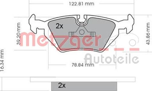 Metzger 1170075 - Тормозные колодки, дисковые, комплект autodif.ru