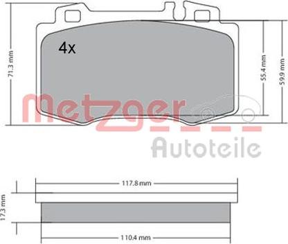 Metzger 1170137 - Тормозные колодки, дисковые, комплект autodif.ru