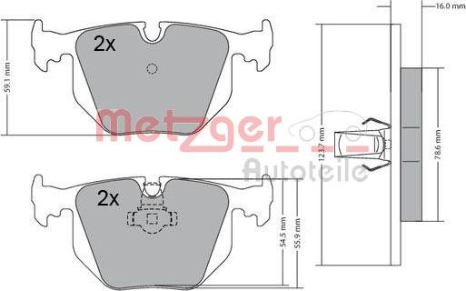 Metzger 1170121 - Тормозные колодки, дисковые, комплект autodif.ru
