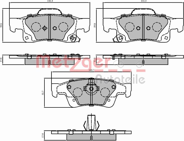 Metzger 1170838 - Тормозные колодки, дисковые, комплект autodif.ru