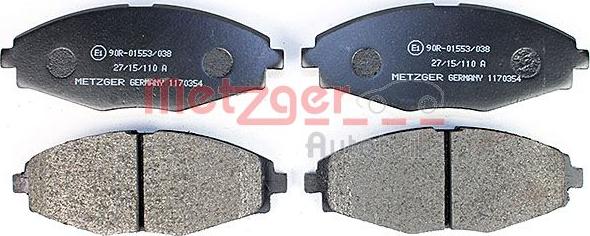 Metzger 1170354 - Колодки тормозные дисковые autodif.ru