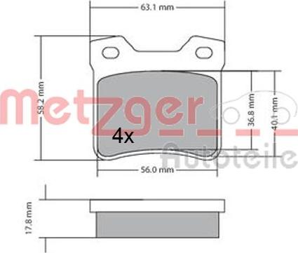 Metzger 1170310 - Тормозные колодки, дисковые, комплект autodif.ru