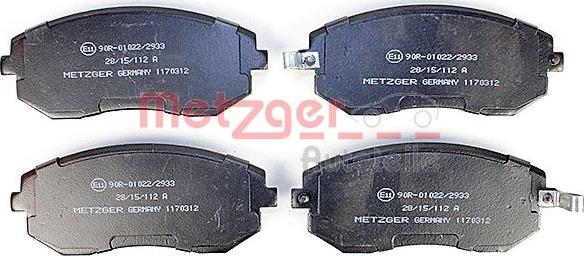 Metzger 1170312 - Колодки с накладками в сборе для дисковых тормозов autodif.ru