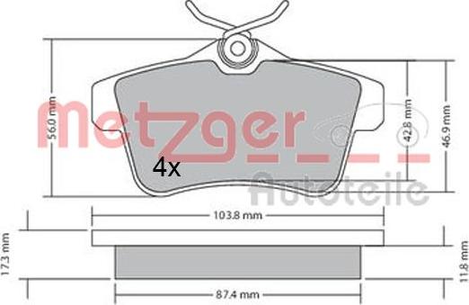 Metzger 1170335 - Тормозные колодки, дисковые, комплект autodif.ru
