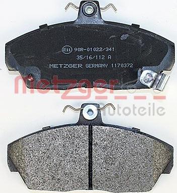 Metzger 1170372 - Колодки тормозные дисковые autodif.ru