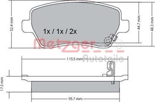 Metzger 1170243 - Тормозные колодки, дисковые, комплект autodif.ru