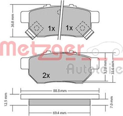 Metzger 1170272 - Тормозные колодки, дисковые, комплект autodif.ru