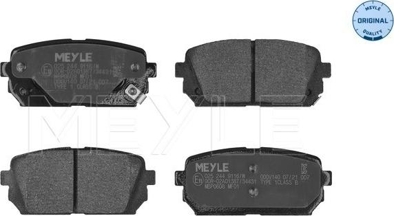 Meyle 025 244 9116/W - Тормозные колодки, дисковые, комплект autodif.ru