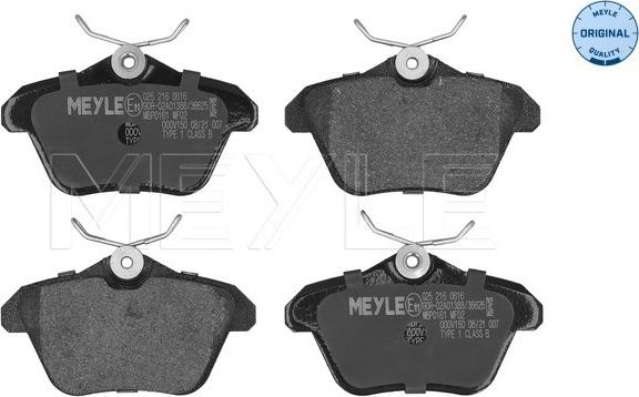 Meyle 025 216 0616 - Тормозные колодки, дисковые, комплект autodif.ru