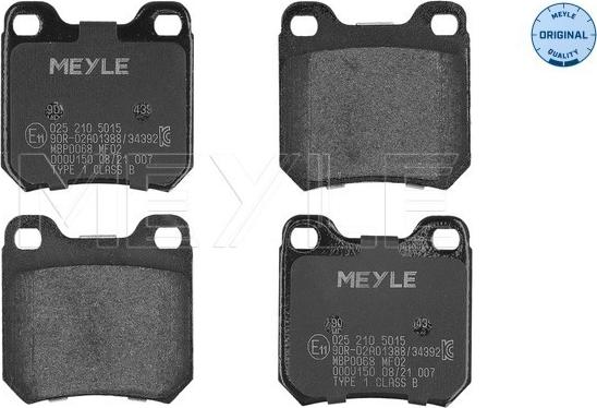 Meyle 025 210 5015 - Тормозные колодки, дисковые, комплект autodif.ru
