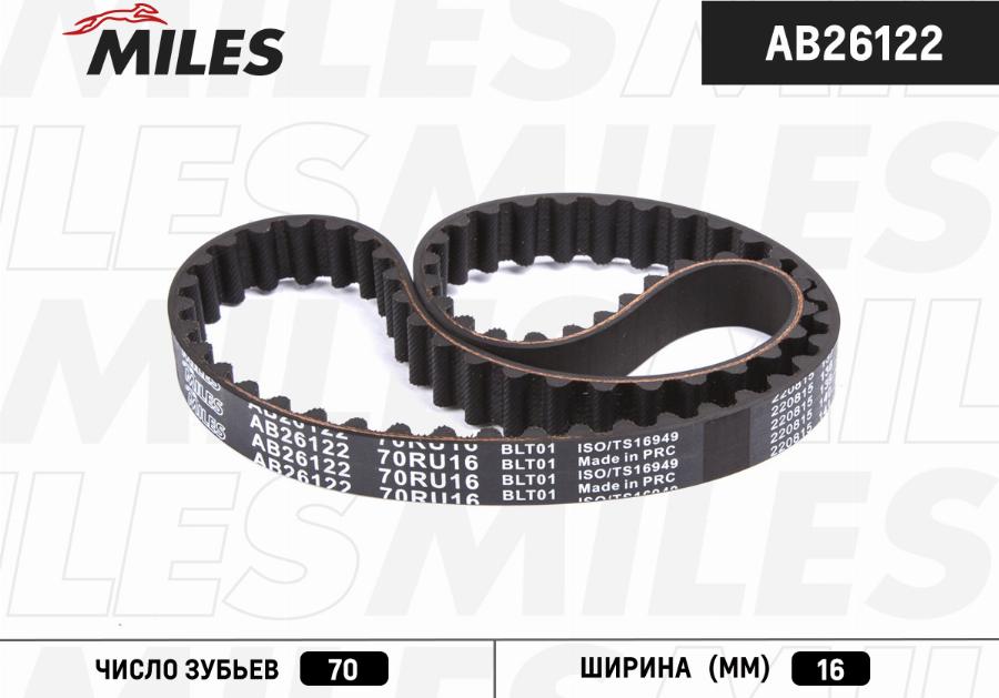 Miles AB26122 - Комплект зубчатого ремня ГРМ autodif.ru