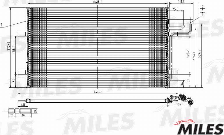 Miles ACCB000 - Радиатор кондиционера (паяный) /- 1.6-2.0/1.6-2.0 04-) 000 autodif.ru