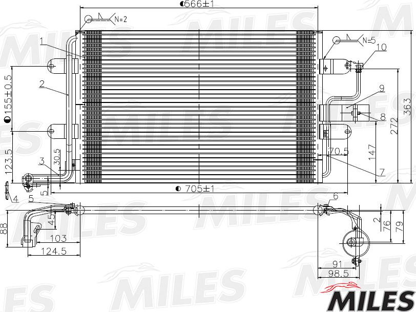 Miles ACCB019 - Радиатор кондиционера (паяный) VAG A3 / TT / GOLF IV 1.6/1.8/1.9TD 96-) ACCB019 autodif.ru